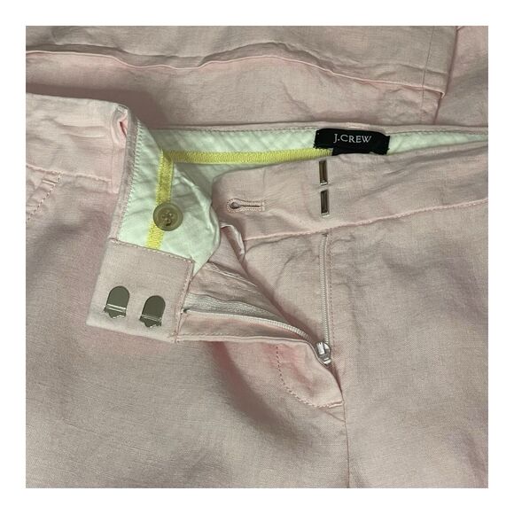 Woman’s Vintage J Crew Linen Pink Cuffed Wide Straight Leg Pants Size 8 Low Fit - Picture 5 of 6